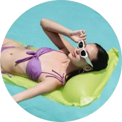 Woman on a pool floaty